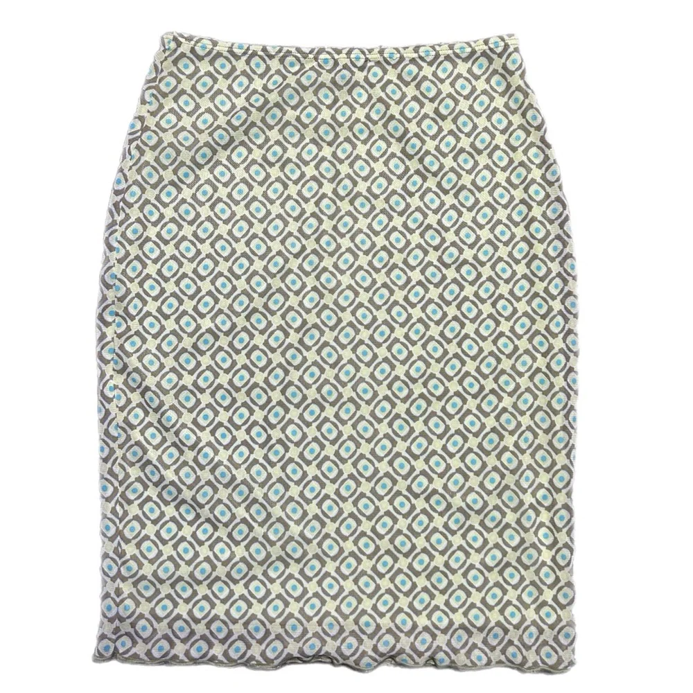 Vintage Ams Geometric Print Pencil Skirt in Light Blue & Green - Picture 2 of 4